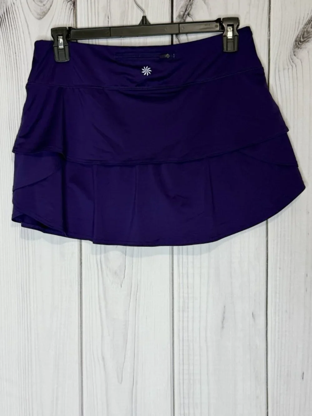 Athleta Swagger Tiered Tennis Skort Skirt Sz Large Deep Purple Drawstring